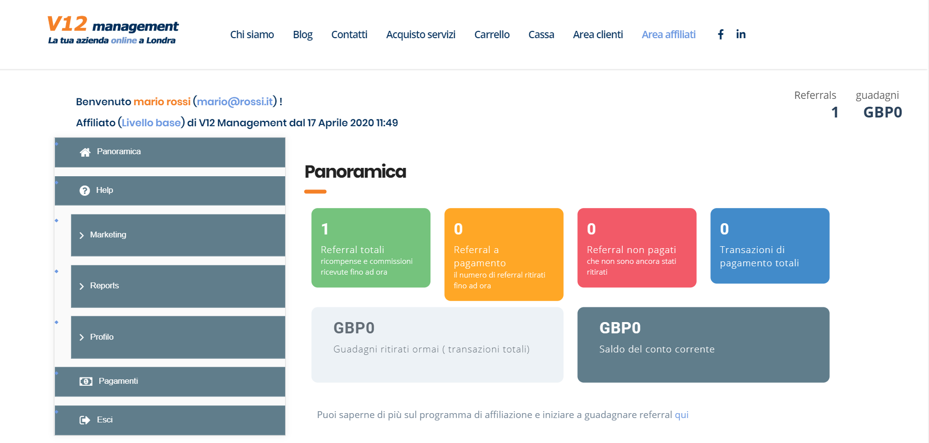 Introduzione Area Affiliati 5